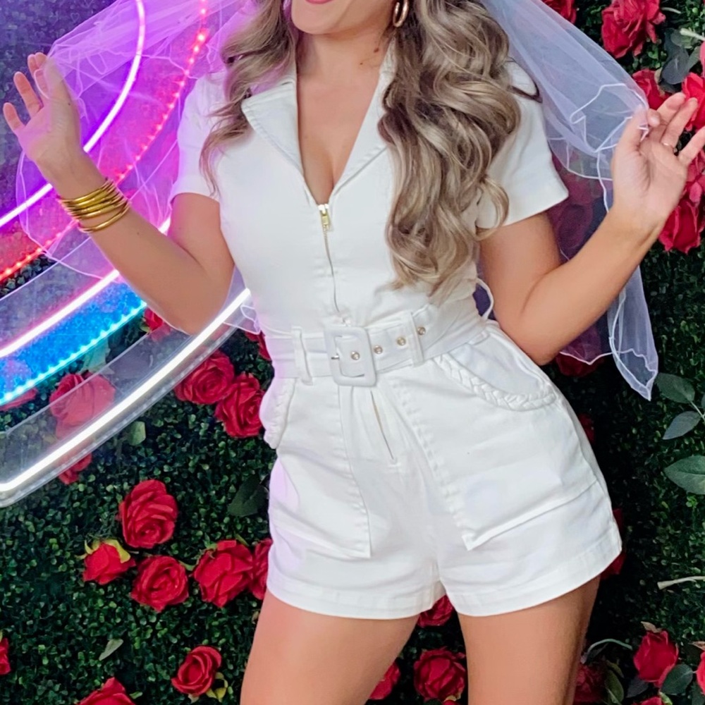 White Denim Romper